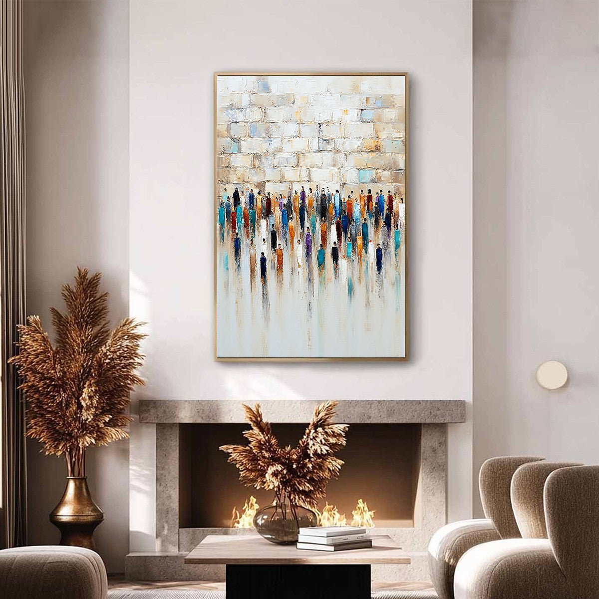 CONVERGENCE: Textured Abstract Figurative Painting of People Gathering