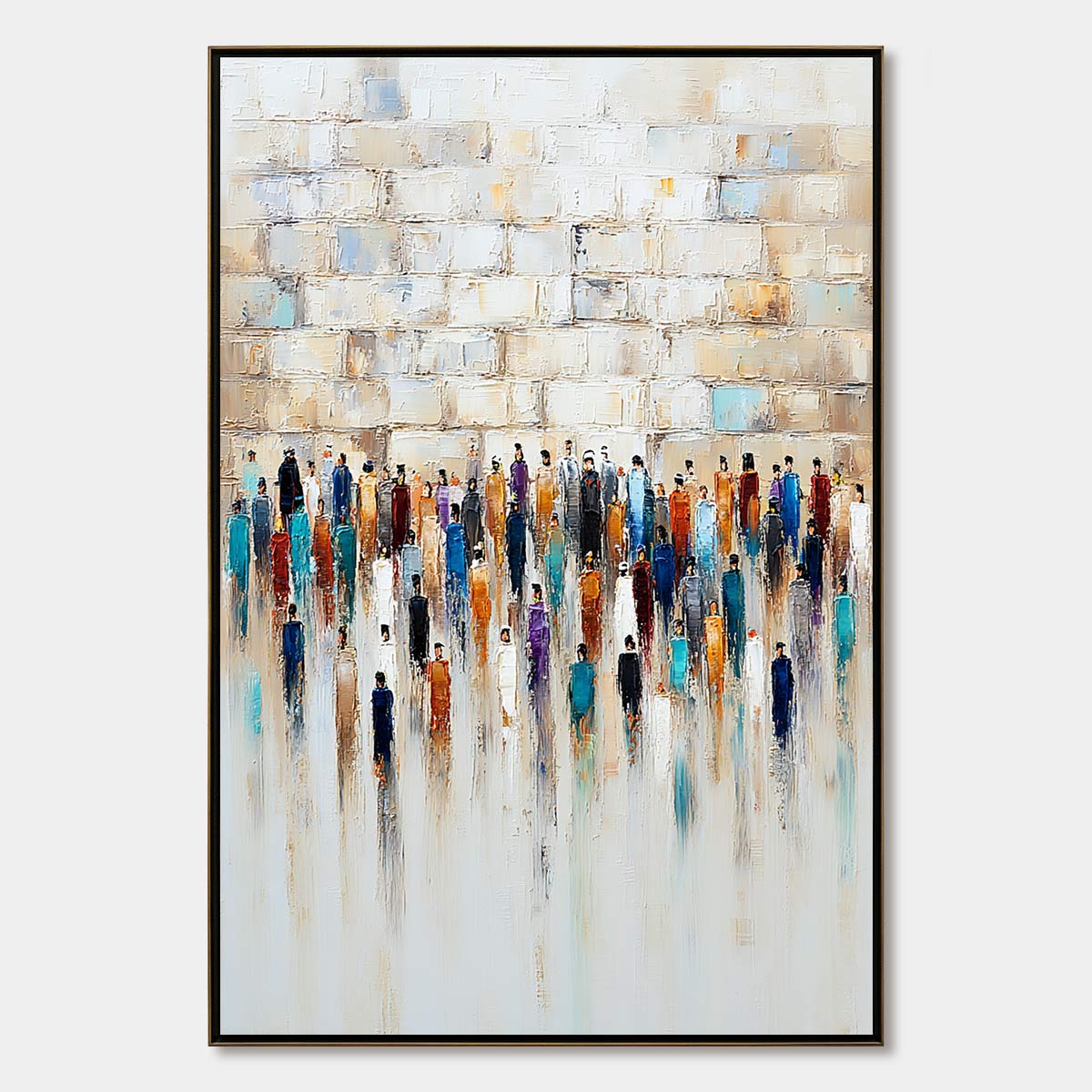 CONVERGENCE: Textured Abstract Figurative Painting of People Gathering