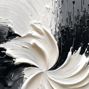 CONVERGENCE: Textured Black and White Abstract Impasto Painting