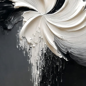 CONVERGENCE: Textured Black and White Abstract Impasto Painting