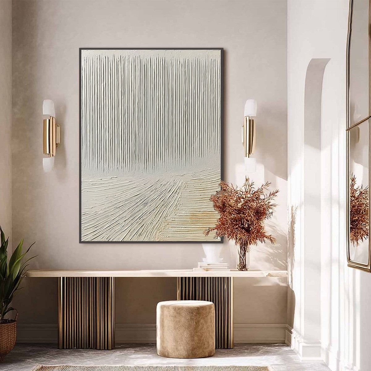 CONVERGENCE: Textured Minimalist Wabi Sabi Abstract Painting in White