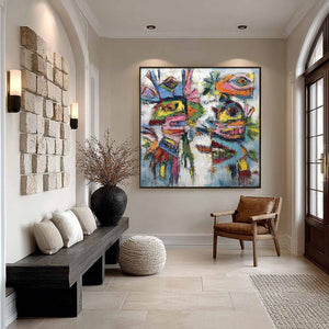 CONVERSATION PIECES: Vibrant Textured Abstract Figurative Painting