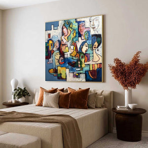 CONVERSATIONS: Colorful Abstract Figurative People Painting