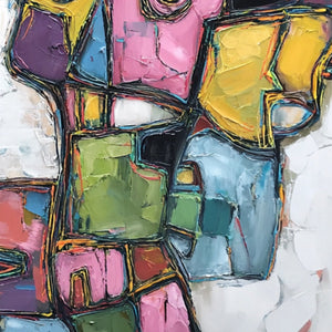 CONVERSATIONS IN COLOR: Large Colorful Abstract Impasto Figurative Painting