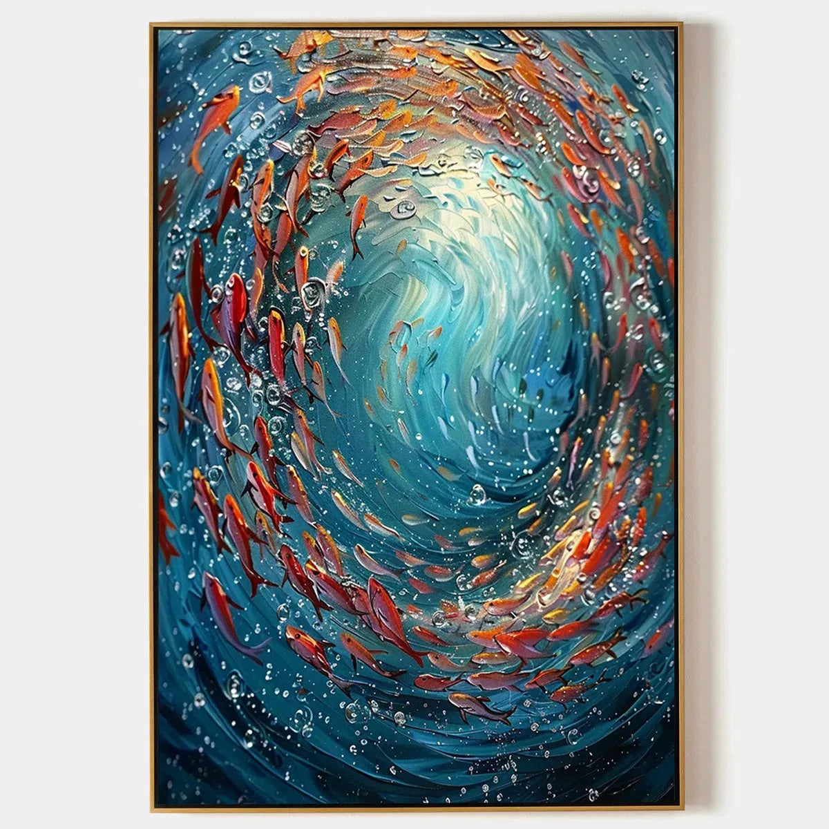 Coral Dance: Vibrant Underwater Fish Oil Painting on Canvas
