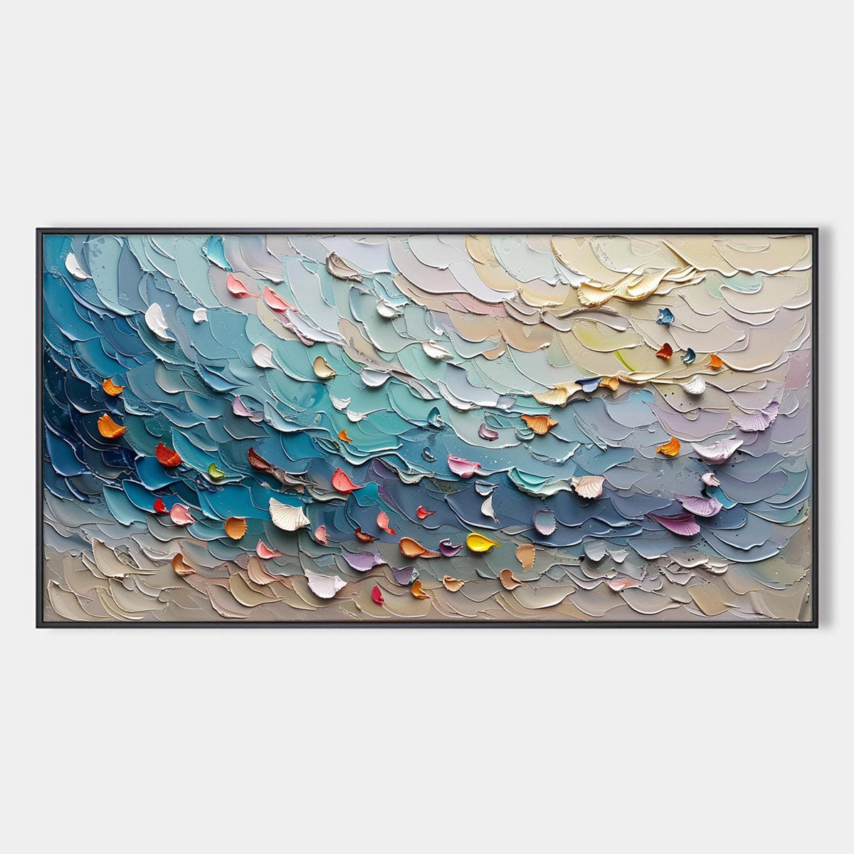 Coral Dream: Textured Abstract Seascape Oil Painting Canvas Wall Art Decor