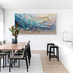 Coral Dream: Textured Abstract Seascape Oil Painting Canvas Wall Art Decor