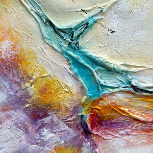 CORAL REEF: Panoramic Abstract Blue and Orange Oil Painting
