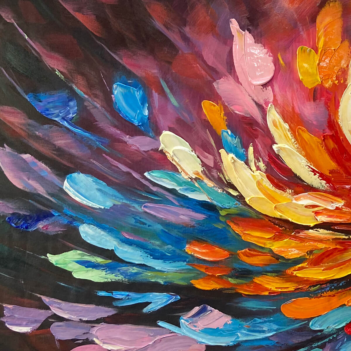 COSMIC BLOOM: Textured Abstract Oil Painting on Canvas