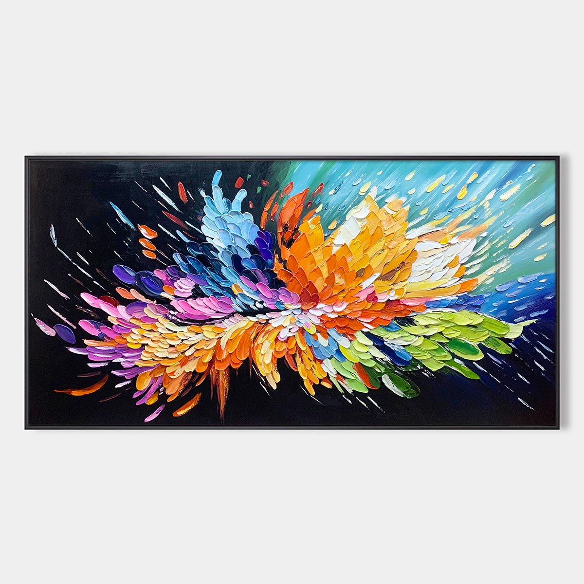 Cosmic Burst: Original Impasto Abstract Oil Painting - Vibrant Textured Wall Art