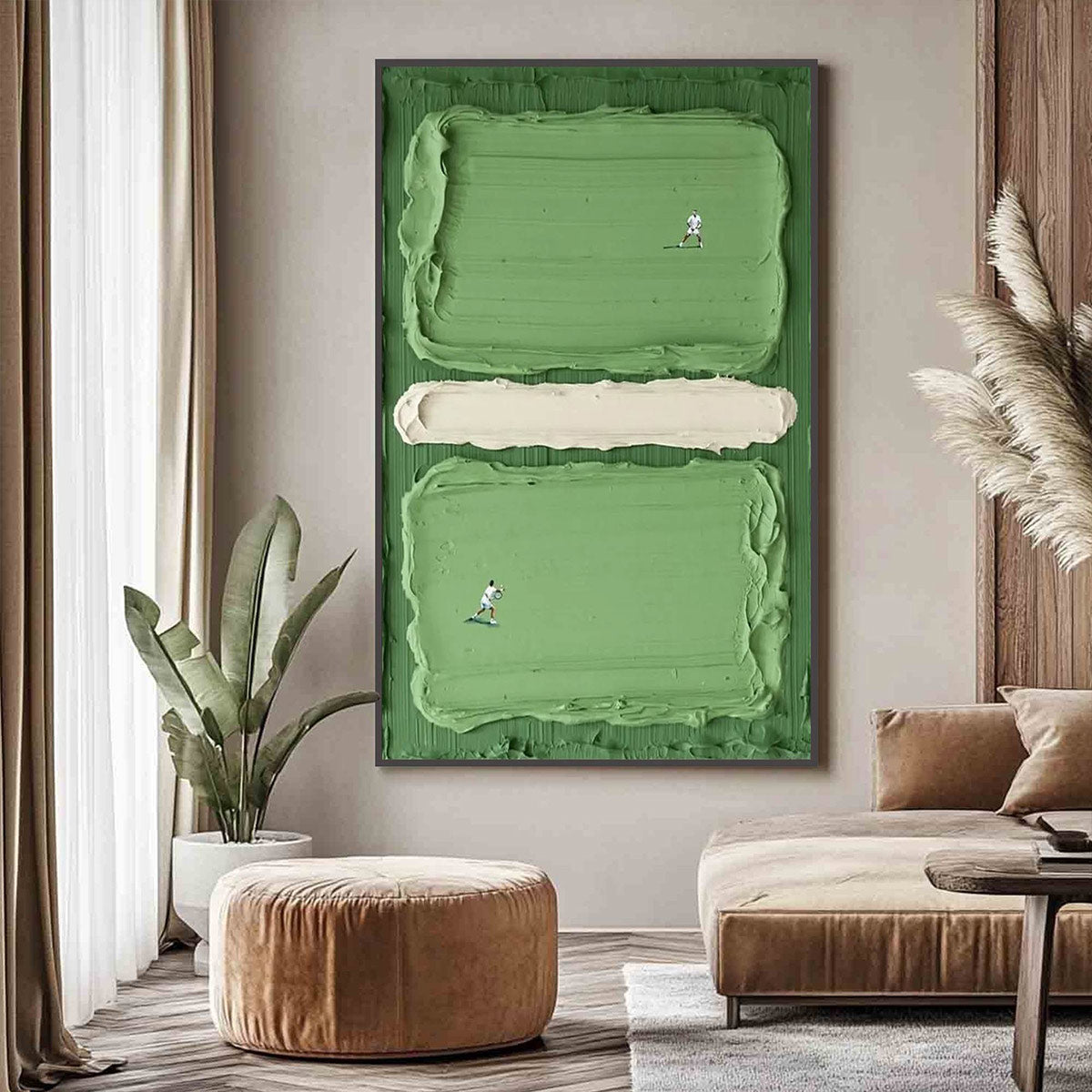 COURT RHYTHM: Textured Sports Impasto Oil Painting