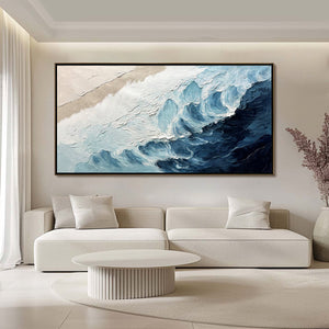 Ready to Ship |CRASHING WAVES: Textured Coastal Seascape Oil Painting