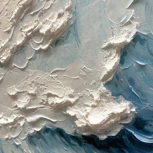 Crashing Waves: Original Textured Coastal Seascape Oil Painting - Ocean Wave Wall Art