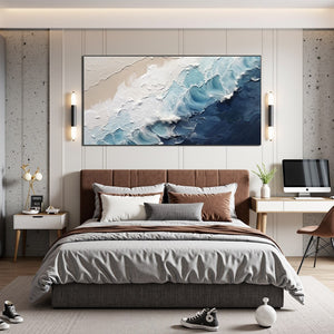 Crashing Waves: Original Textured Coastal Seascape Oil Painting - Ocean Wave Wall Art