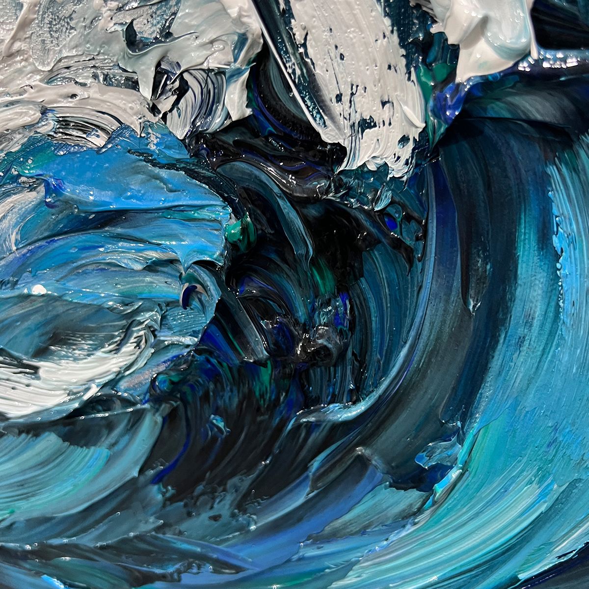 CRASHING WAVE: Textured Impasto Ocean Wave Oil Painting