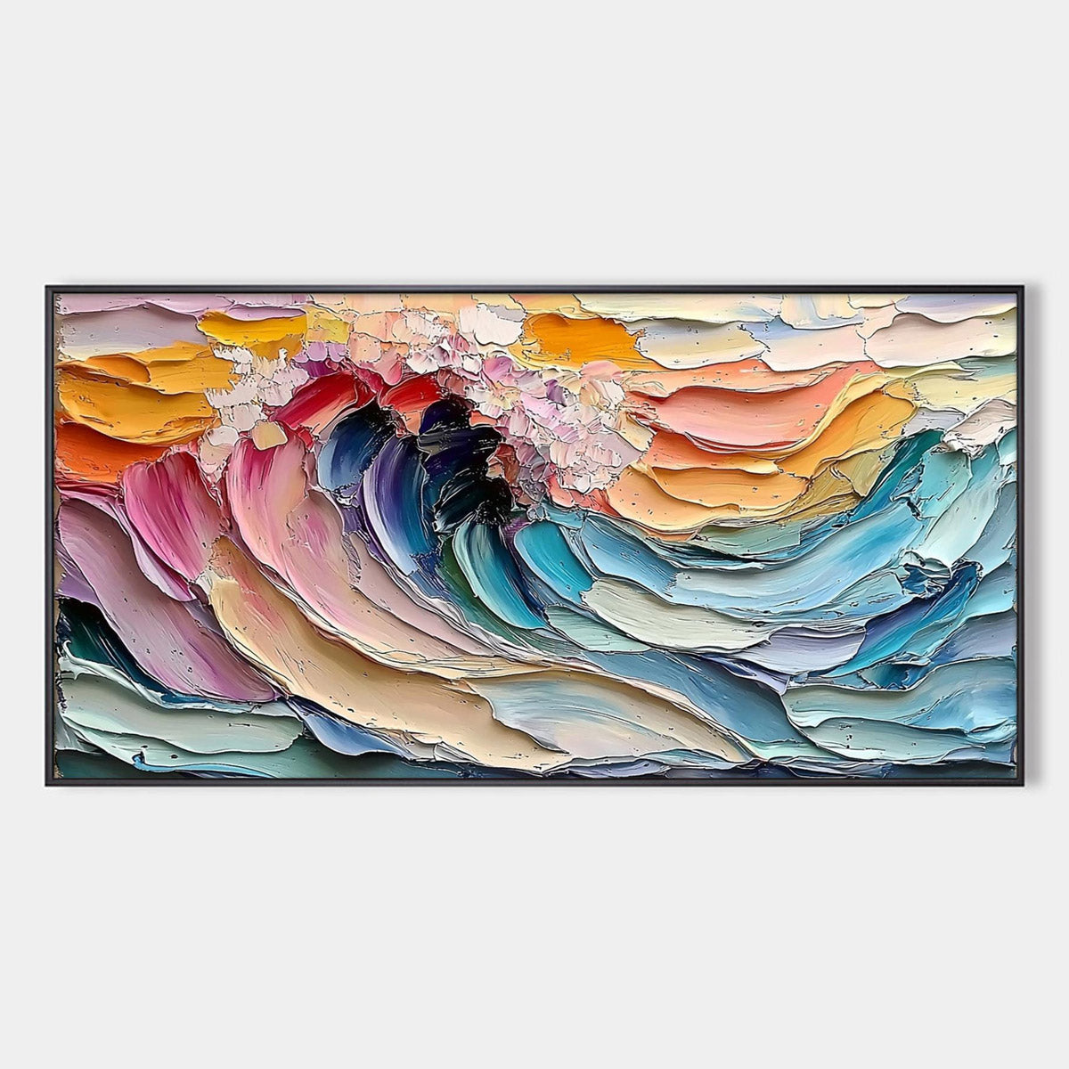 Cresting Wave: Original Impasto Ocean Wave Oil Painting - Colorful Seascape Wall Art