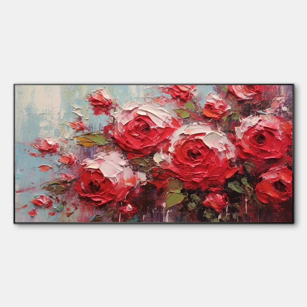 Crimson Impasto Rose Painting | Original Oil Art for Walls