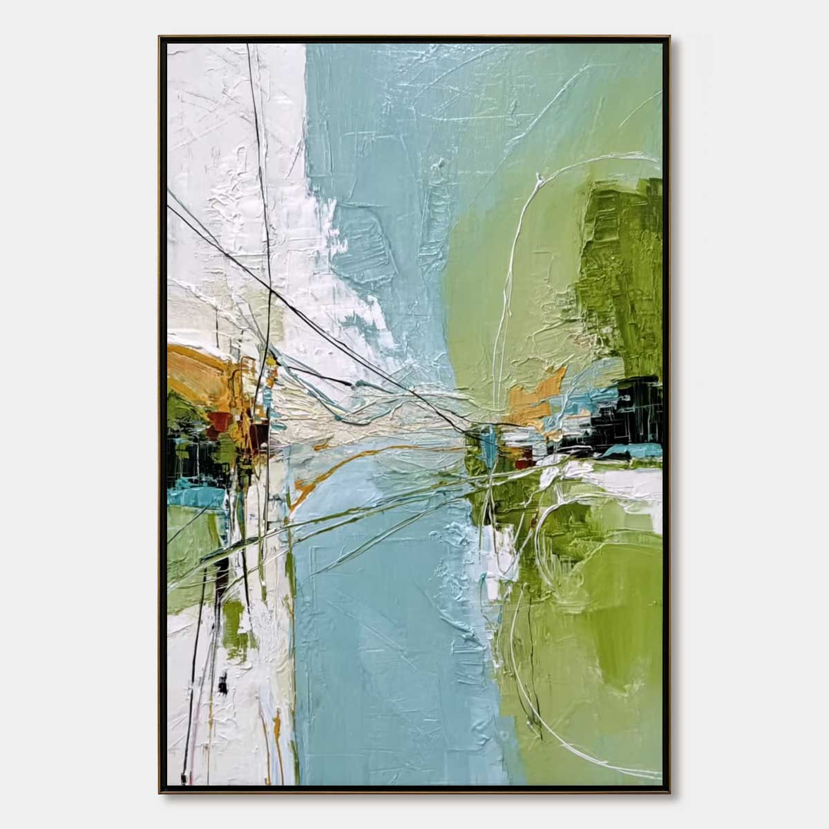 CROSSING PATHS: Large Textured Vertical Abstract Wall Art