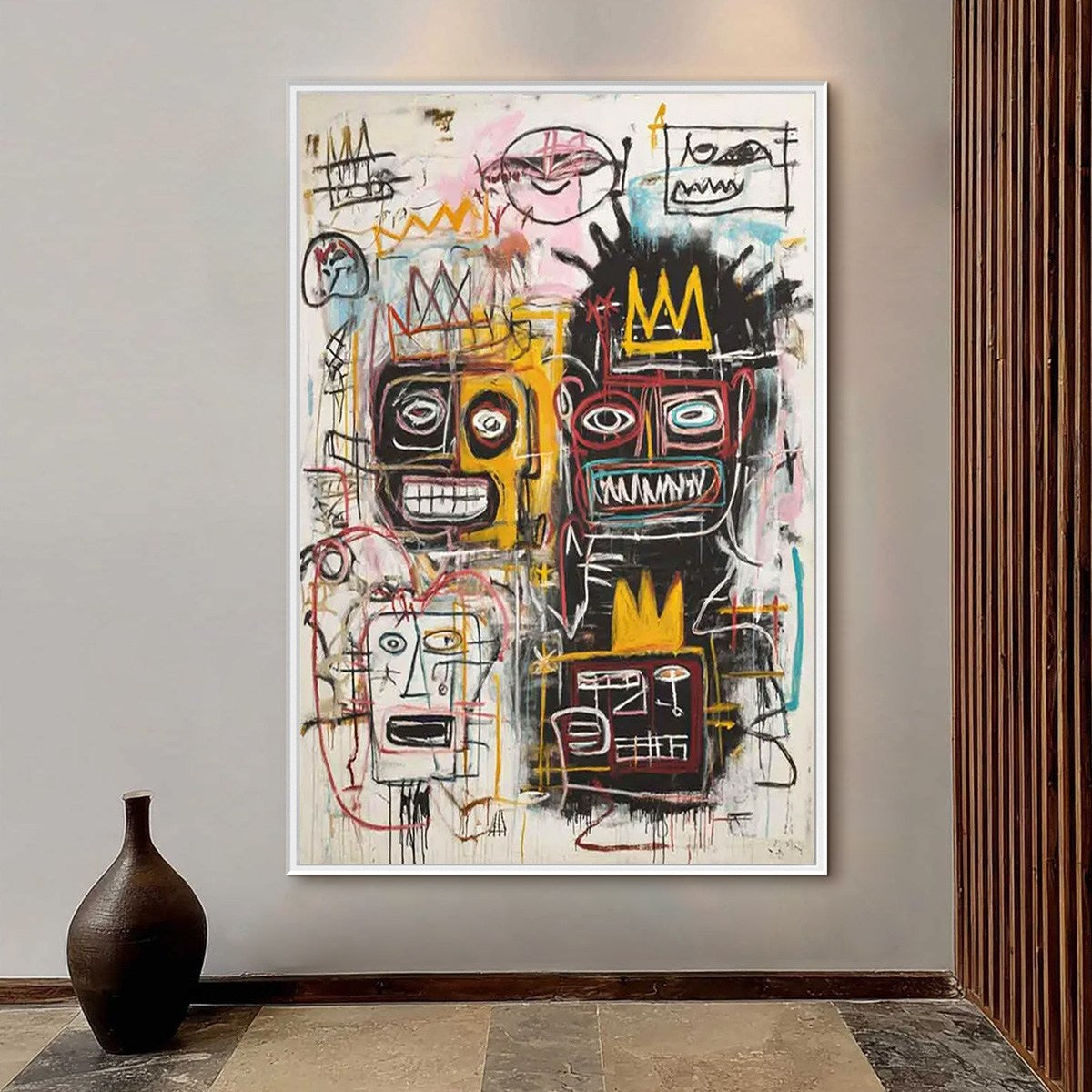 CROWNED FIGURES Graffiti-Style Portrait Oil Painting