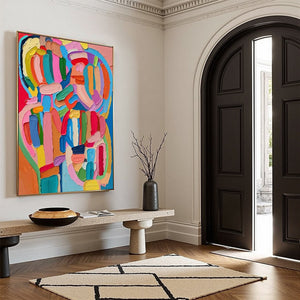 Carnival Echo oil painting – impasto abstract colorful wall art