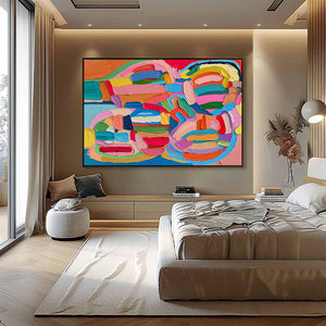 Carnival Echo oil painting – impasto abstract colorful wall art