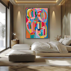 Carnival Echo oil painting – impasto abstract colorful wall art