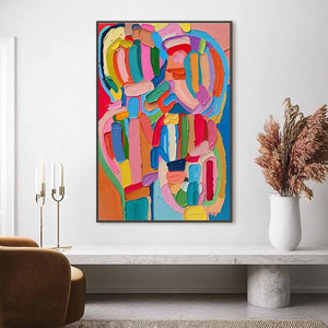 Carnival Echo oil painting – impasto abstract colorful wall art