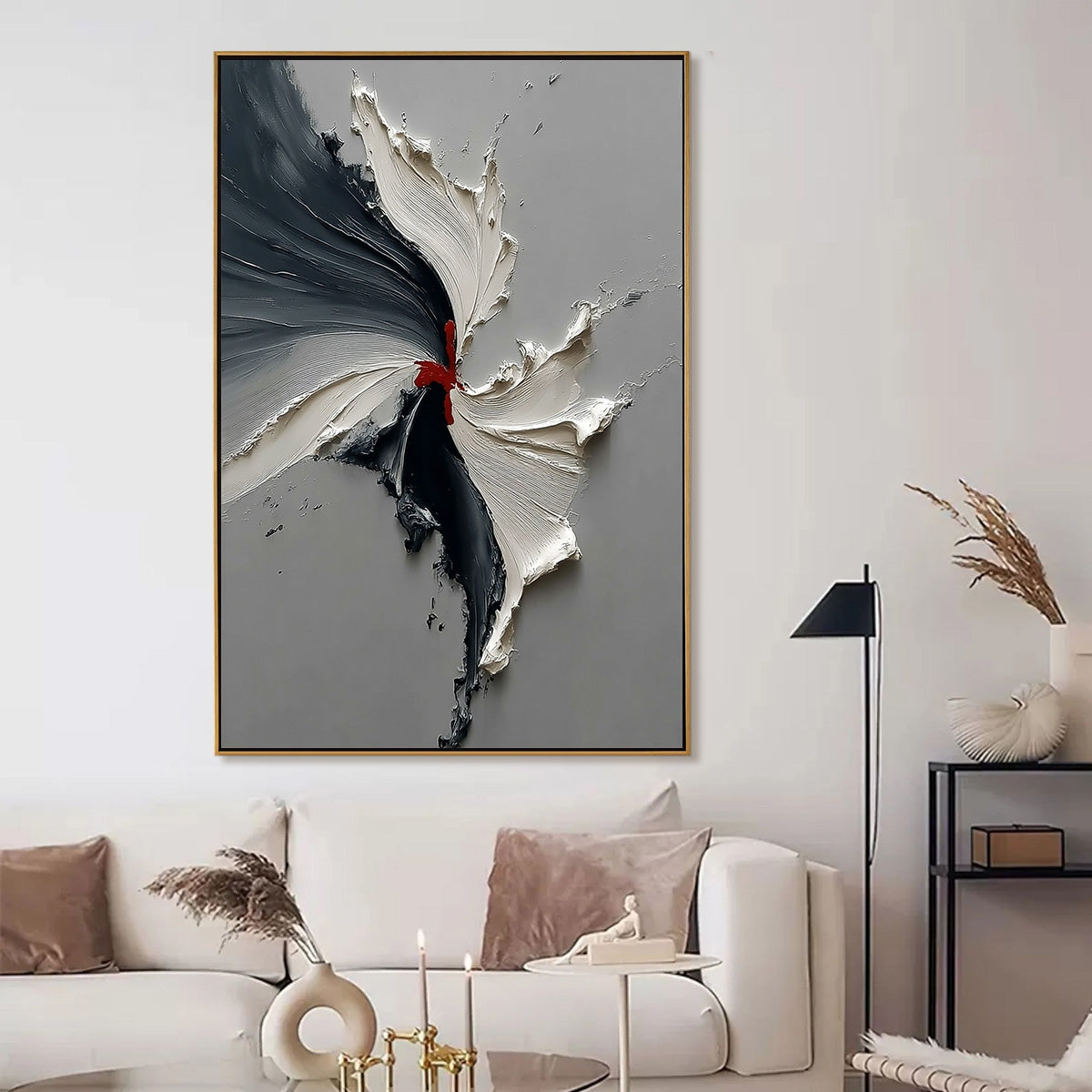 Catalyst: Grey & Black Textured Abstract Impasto Oil Painting