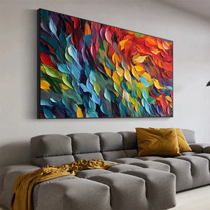 Chroma Whispers: Colorful Abstract Impasto Oil Painting on Canvas