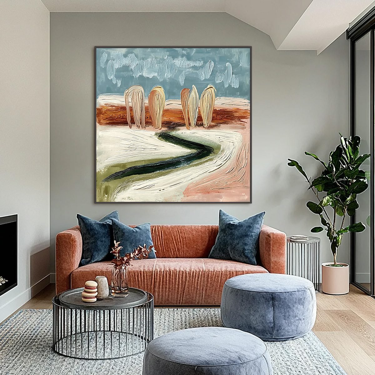 Coastal Sentinels | Textured Abstract Landscape Oil Painting