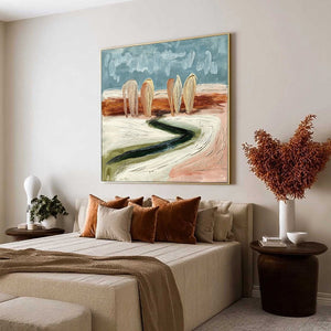 Coastal Sentinels | Textured Abstract Landscape Oil Painting