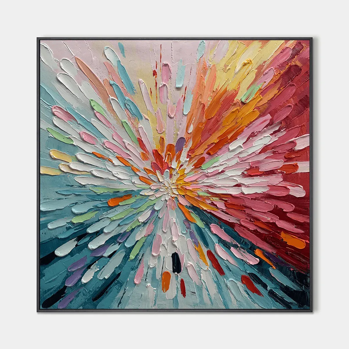 Colorful Abstract Burst Oil Painting - Modern Art