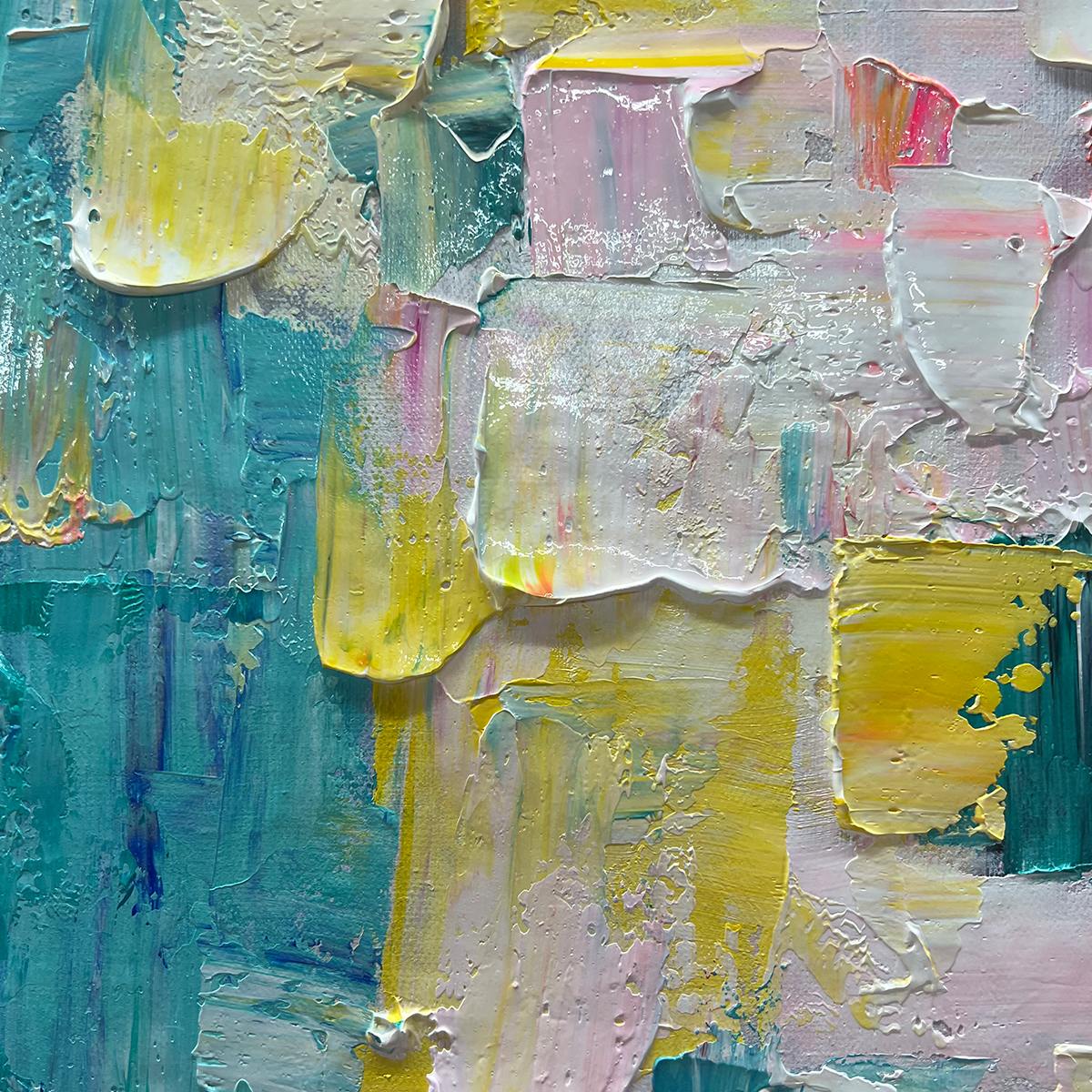 PIXEL RAINBOW: Colorful Abstract Impasto Oil Painting