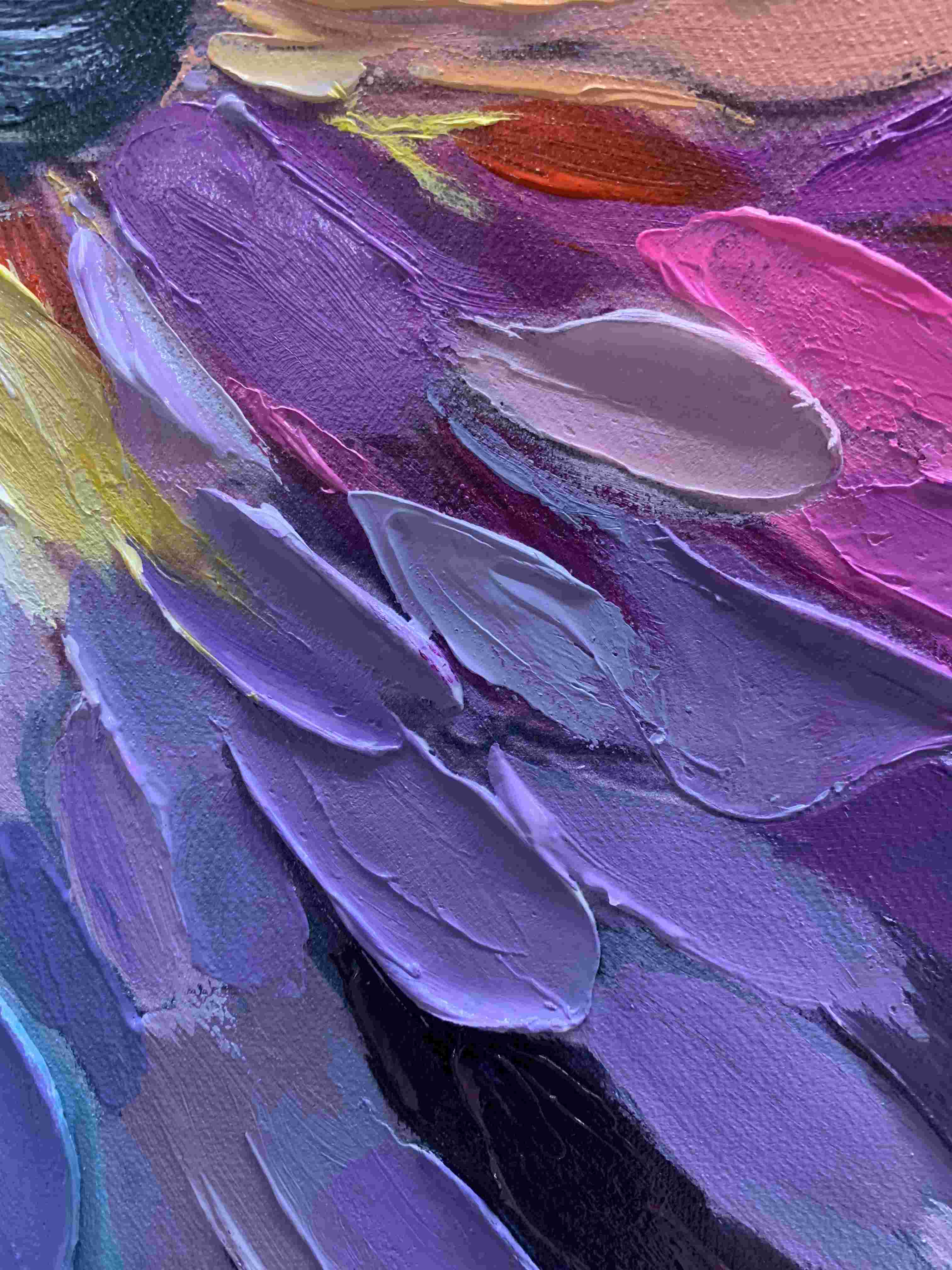 CHROMA BLOOM: Colorful Abstract Impasto Oil Painting