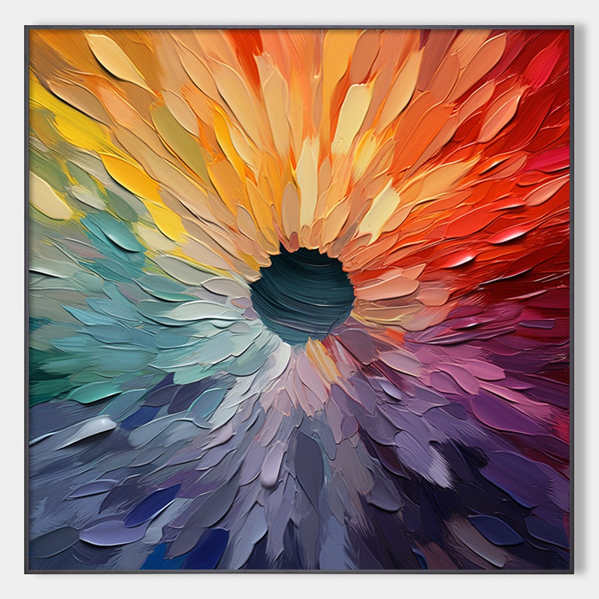 Chroma Bloom: Colorful Abstract Impasto Oil Painting Canvas Wall Art Home Decor