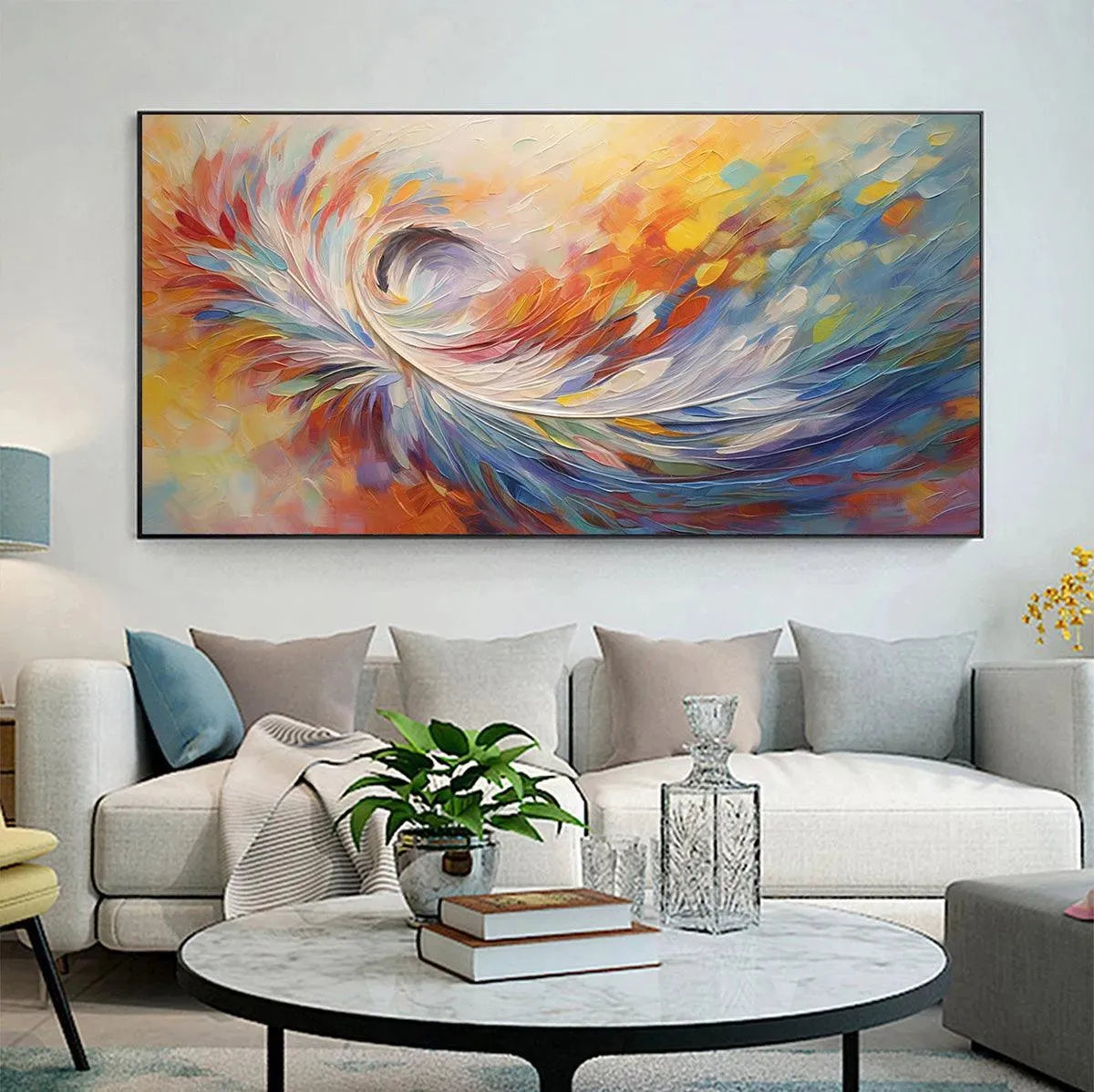 Colorful Abstract Swirl Oil Painting - Modern Wall Art for Home Decor
