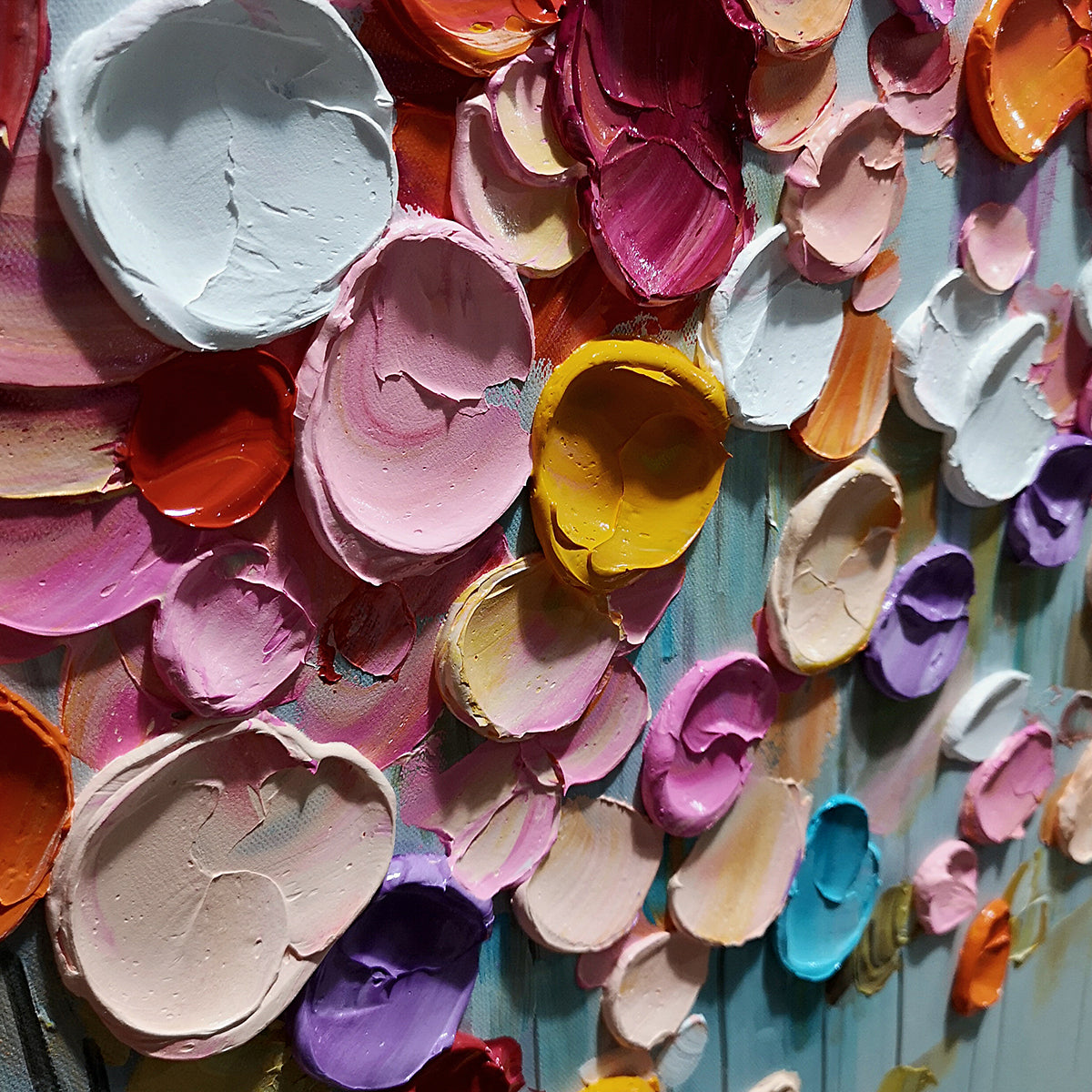 Colorful Petals Oil Painting - Abstract Floral Wall Art