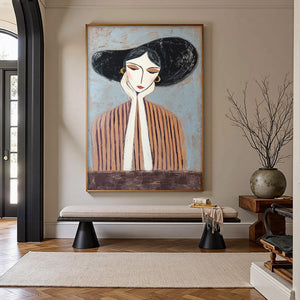 Contemplation Textured Portrait Oil Painting | Modern Wall Art