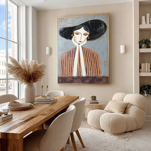 Contemplation Textured Portrait Oil Painting | Modern Wall Art