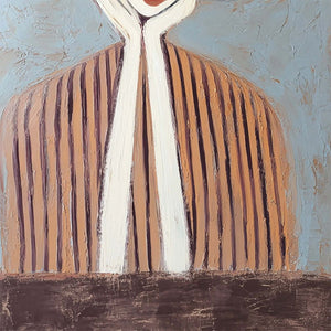 Contemplation Textured Portrait Oil Painting | Modern Wall Art