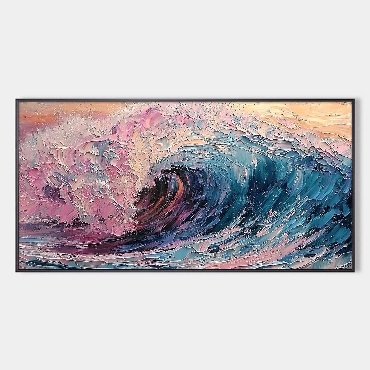 Crystal Crest: Original Impasto Ocean Wave Oil Painting - Textured Seascape Wall Art Decor