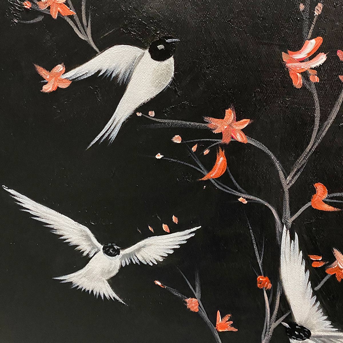 DANCING IN THE DARK: Beaded Birds and Blossoms Artwork