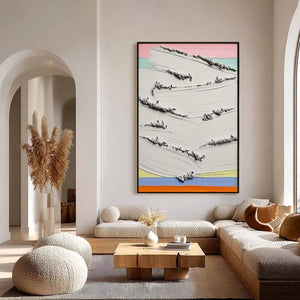 DAWNBREAK heavy texture abstract oil painting with pastel bands