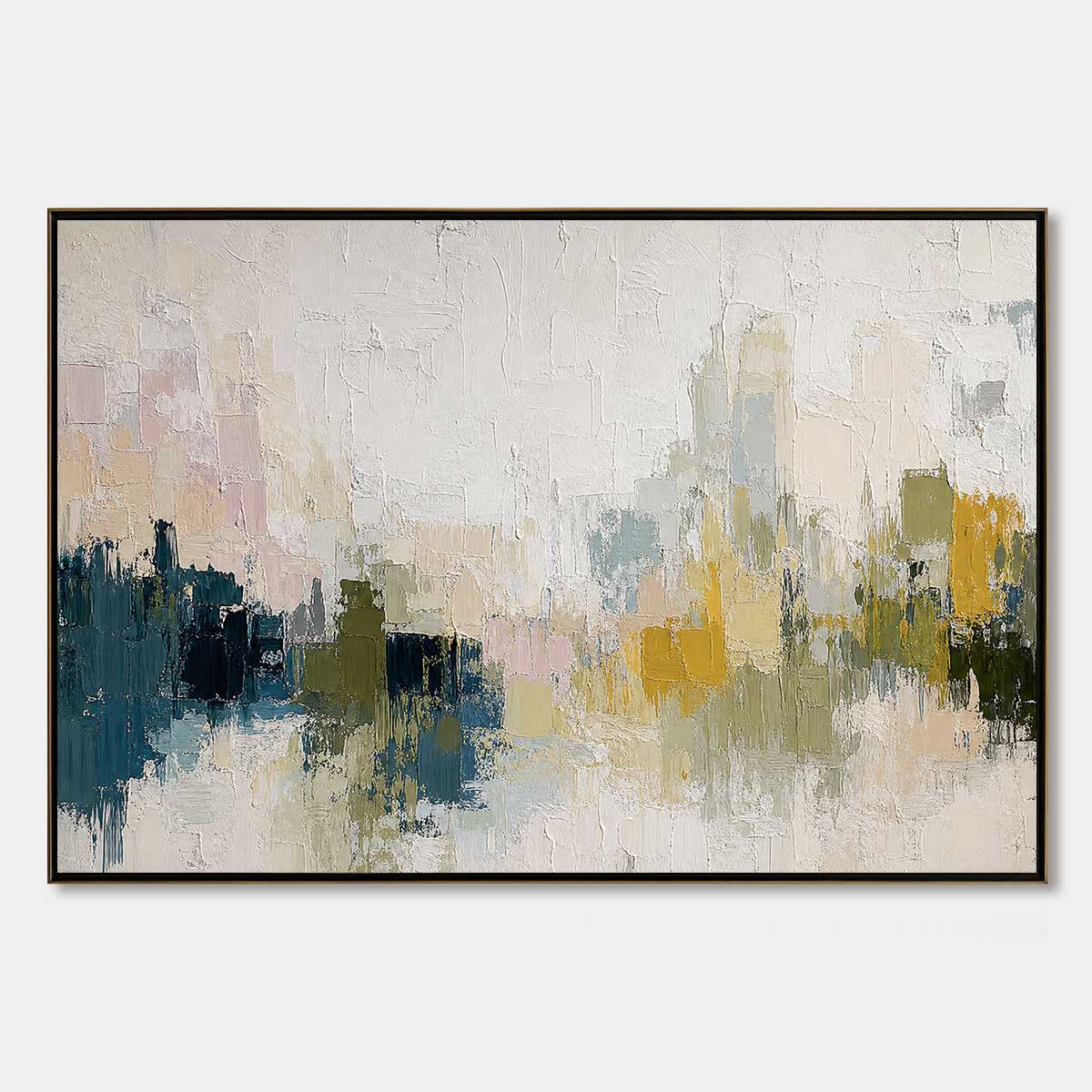 DAWN'S EMBRACE: Textured Impasto Abstract Cityscape Painting