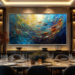 DEEP TIDE: Deep Blue Abstract Ocean Painting