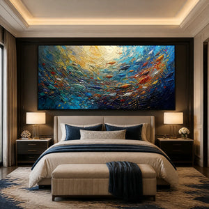 DEEP TIDE: Deep Blue Abstract Ocean Painting