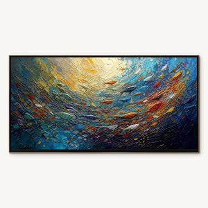 DEEP TIDE: Deep Blue Abstract Ocean Painting