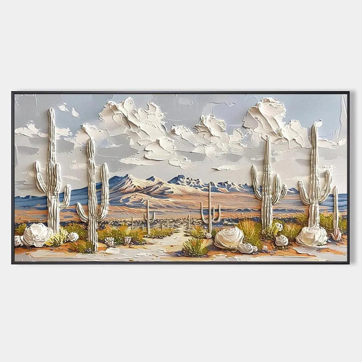 Desert Dream: Textured Desert Landscape Painting | Impasto Wall
