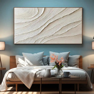 DESERT FLOW beige abstract minimalist textured painting for living room by Isabella Rossi.