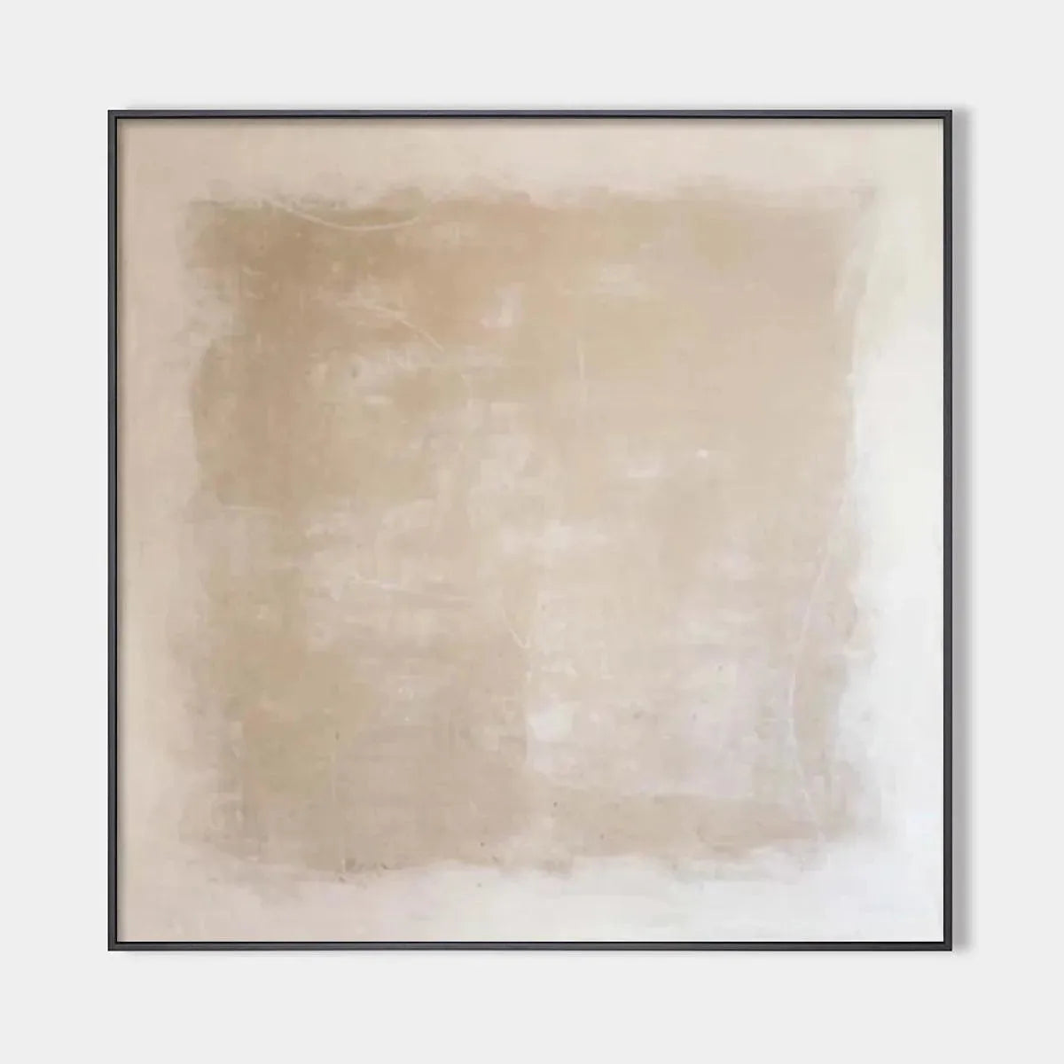 Desert Sands painting by Javier Ramirez. Beige minimalist artwork in a black frame, ideal for modern spaces.